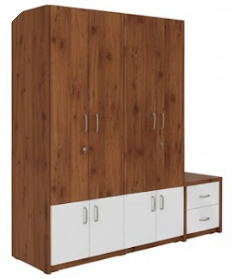 4 Door Wardrobe with Side Drawer - I